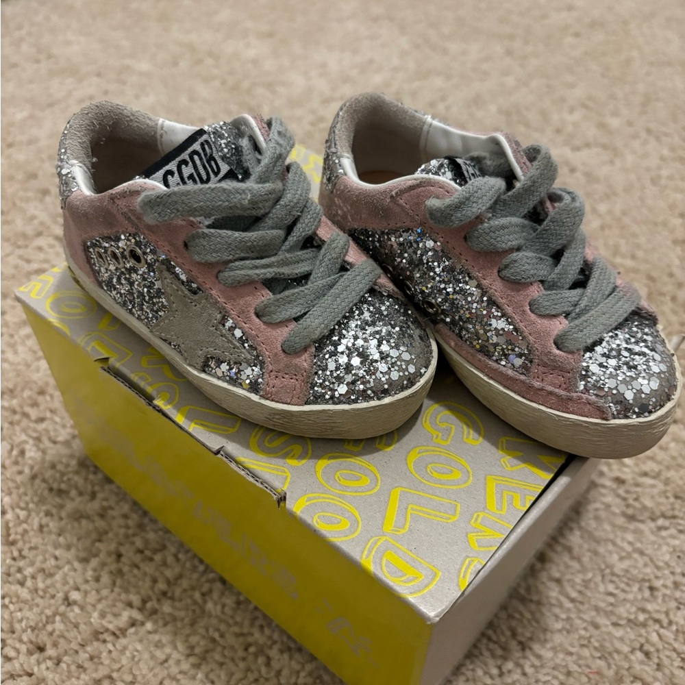 Golden Goose Kids Sneakers with Pink and Silver Glitter